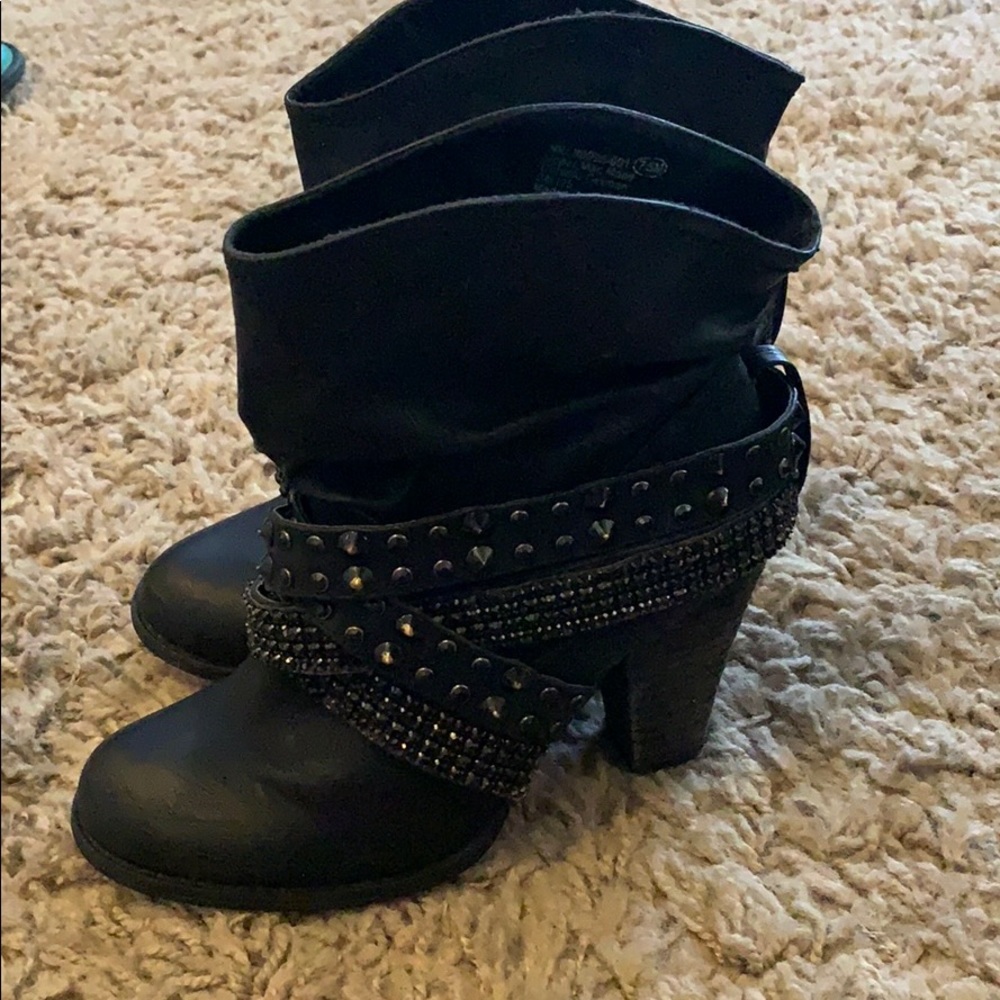 Black studded booties